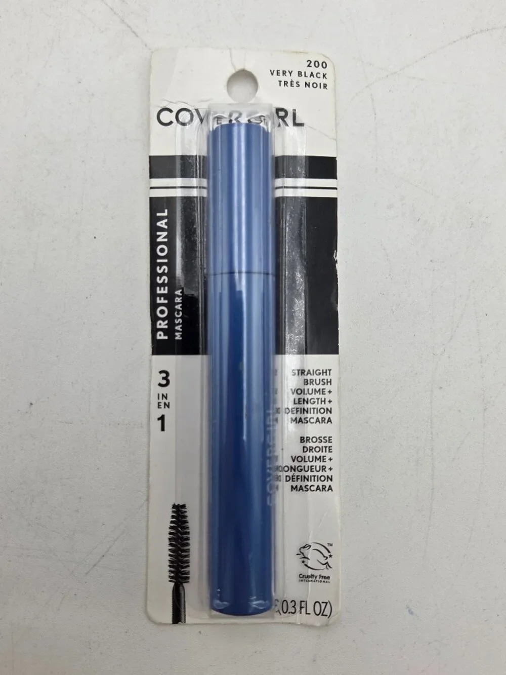 CoverGirl 3-in-1 Mascara 0.03 fl oz Very Black Volumizing Lengthening Curling